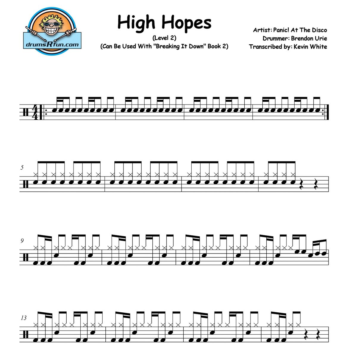 Panic! At The Disco, High Hopes Drum Transcription Level 2